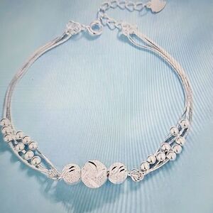 NWT Dagerwz Elegant Silver Heart & Zircon Adjustable Silver Bracelet